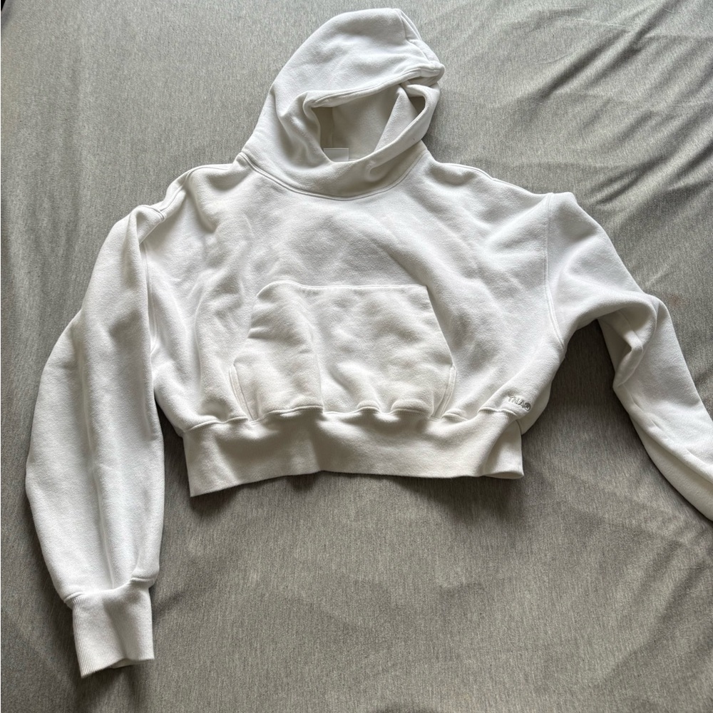 TNA White Cropped Hoodie Sweatshirt